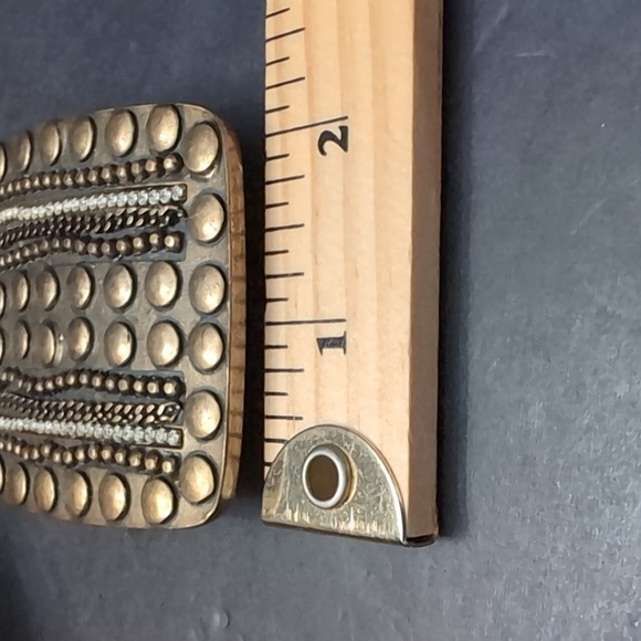 Avion Women's Black Leather Belt with A Large Ornate Studded Buckle. - Picture 9 of 9